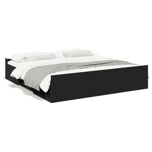 vidaXL Cadre de lit avec tiroirs sans matelas noir 200x200 cm