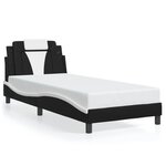 vidaXL Cadre de lit Viana avec LED sans matelas noir et blanc 90x190 cm