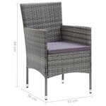 vidaXL Ensemble à manger de jardin coussins 5Pièces Résine tressée Gris