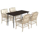vidaXL Ensemble à manger de jardin avec coussins 5Pièces Beige poly rotin