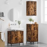 vidaXL Ensemble de mobilier de salle de bain 3 Pièces Chêne fumé