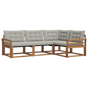 vidaXL Ensemble de canapés d'extérieur 4 pc Gris Naturel et Clair