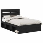 vidaXL Cadre de lit Noir 135 x 190 cm Bois de pin massif