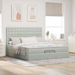 vidaXL Cadre de lit ottoman avec matelas gris clair 200x200 cm velours