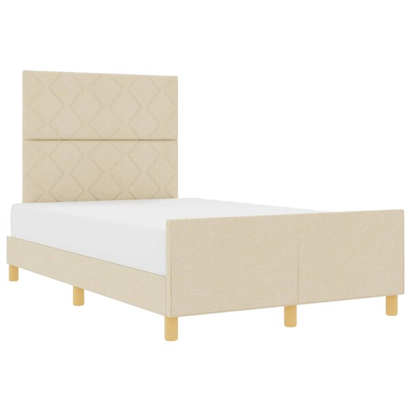 vidaXL Cadre de lit avec tête de lit Crème 120 x 200 cm tissu