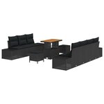 vidaXL Ensemble de canapé de jardin 10 Pièces Noir 90 x 55 x 71 cm