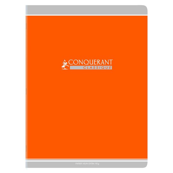 Cahier conquérant classique agrafé 24 x 32 cm 96P 90G grands carreaux orange CONQUÉRANT