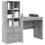vidaXL Bureau avec tiroir avec étagère avec stockage 2 Pièces Gris Sonoma