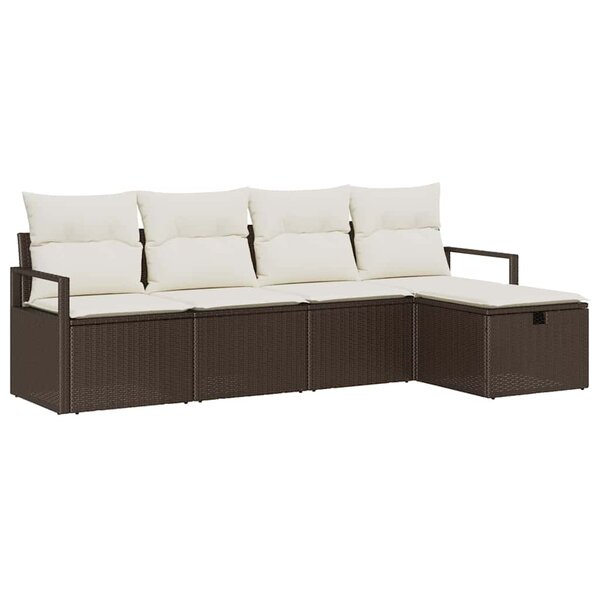 vidaXL Ensemble de canapé de jardin avec coussin 5 Pièces Marron et crème