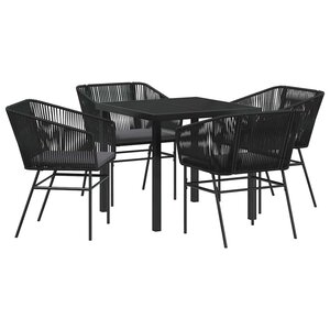 vidaXL Ensemble de salle à manger pour jardin avec coussin 5 Pièces Noir