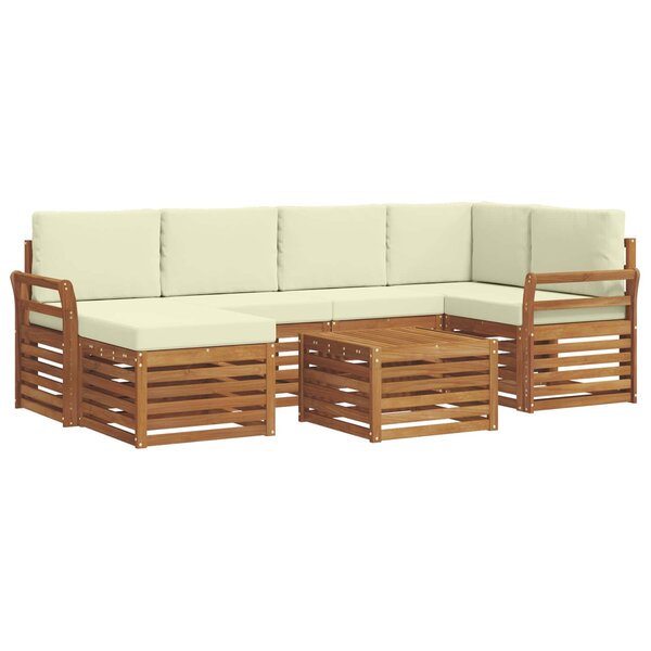 vidaXL Ensemble de canapé d'angle avec coussin 7 Pièces Naturel et Crème