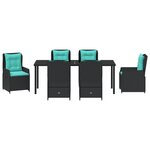 vidaXL Ensemble de Salle à Manger de Jardin 7 Pièces Rattan Poly Noir