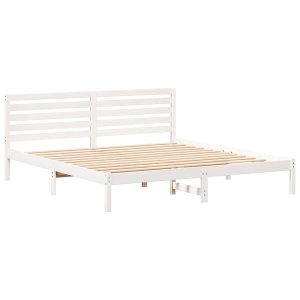 vidaXL Cadre de lit Blanc 200 x 200 cm Bois massif en pin