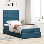 vidaXL Cadre de lit ottoman avec matelas bleu foncé 80x200 cm velours