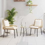 vidaXL Ensemble de salle à manger pour jardin 3 Pièces Marron Noir Crème
