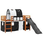 vidaXL Lit mezzanine enfants et tunnel blanc/noir 80x200cm pin massif
