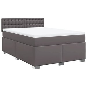 vidaXL Sommier à lattes de lit avec matelas Gris 160x200 cm Similicuir