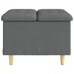 vidaXL Pouf de rangement avec coussin Gris foncé 60 x 60 x 45 cm tissu