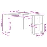 vidaXL Bureau d'angle avec rangement chêne de Sonoma 140x113 5x75cm