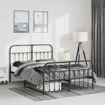 vidaXL Cadre de lit métal sans matelas avec pied de lit noir 150x200cm