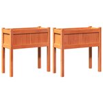 vidaXL Jardinières 2 Pièces avec pieds cire marron bois de pin massif