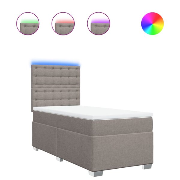 vidaXL Sommier à lattes de lit avec matelas Taupe 90x190 cm Tissu