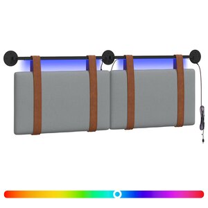 vidaXL Tête de lit suspendue Avec lumière LED Gris clair PU antique