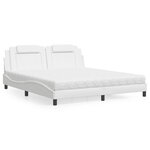 vidaXL Lit Viana avec matelas blanc 180x200 cm similicuir