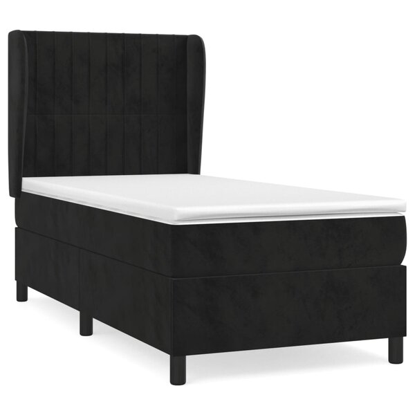 vidaXL Sommier à lattes de lit avec matelas Noir 100x200 cm Velours