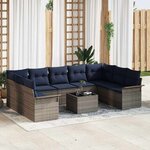 vidaXL Ensemble de canapé de jardin avec coussin 10 Pièces Gris polyrotin