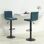 Vidaxl tabourets de bar 2 pcs bleu velours