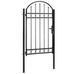 vidaXL Portail de jardin avec dessus arqué Acier 100 x 175 cm Noir