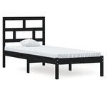 vidaXL Cadre de lit Noir 75x190 cm Petit simple Bois massif