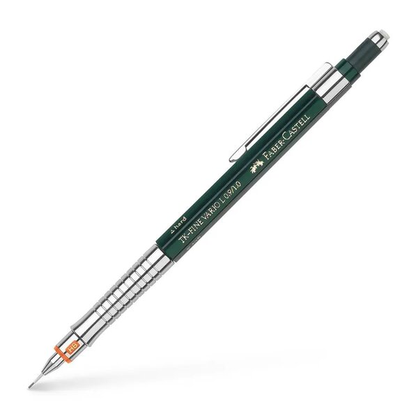 Faber-Castell TK-Fine Vario L Porte-Mine HB 1mm - Avec Gomme - Clip Métallique - Couleur Vert