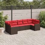 vidaXL Salon de jardin avec coussins 7 Pièces marron résine tressée