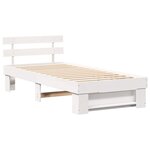 vidaXL Cadre de lit avec tête de lit Blanc 75 x 190 cm Pin massif