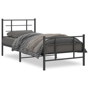 vidaXL Cadre de lit métal sans matelas avec pied de lit noir 90x200 cm
