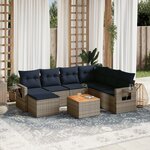 vidaXL Salon de jardin 8 Pièces avec coussins gris résine tressée