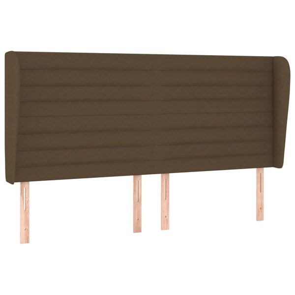 vidaXL Tête de lit avec oreilles Marron foncé 203x23x118/128 cm Tissu