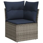 vidaXL Canapé d'angle de jardin avec coussins gris résine tressée