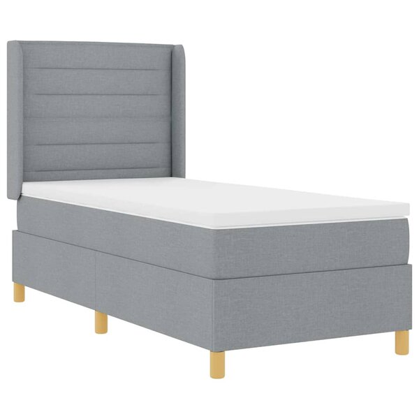 vidaXL Lit à ressorts avec matelas Gris clair 100 x 200 cm tissu