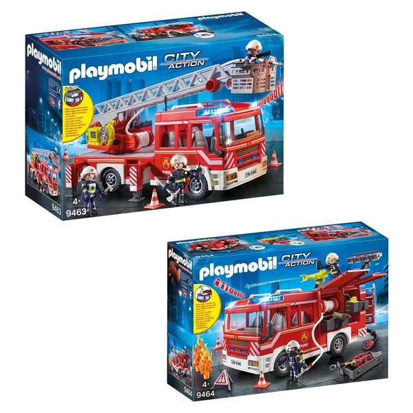 PLAYMOBIL 9463 9464 - City Action - Set de 2 Boîtes Playmobil sur le thème des pompiers