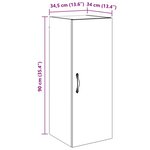 vidaXL Meuble mural Chêne noir 34 5 x 34 x 90 cm Bois d'ingénierie