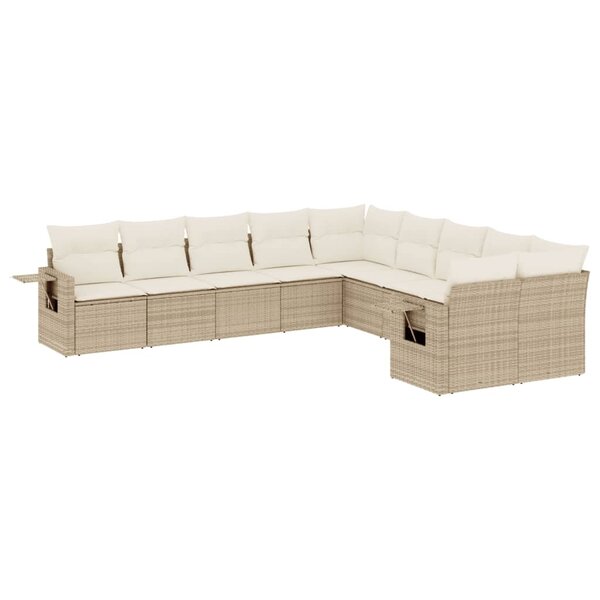 vidaXL Salon de jardin avec coussins 10 Pièces beige résine tressée