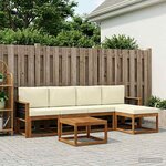 vidaXL Ensemble de canapés d'extérieur 6 pc Naturel et Crème Polyester