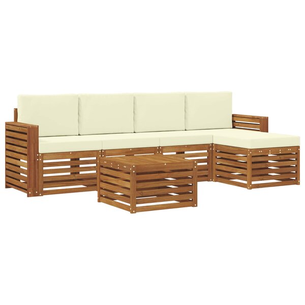 vidaXL Ensemble de canapés d'extérieur 6 pc Naturel et Crème