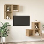 vidaXL Ensemble de meubles TV 4 Pièces chêne artisanal 37 x 37 x 72 cm