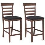 vidaXL Tabourets de bar avec coussins 2 Pièces marron bois massif d'hévéa