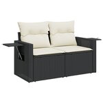 vidaXL Salon de jardin 7 Pièces avec coussins noir résine tressée