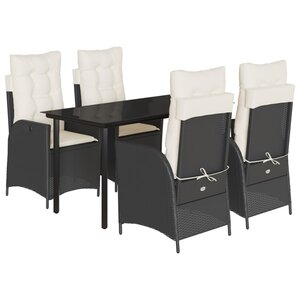 vidaXL Ensemble à manger de jardin coussins 5Pièces Noir Résine tressée